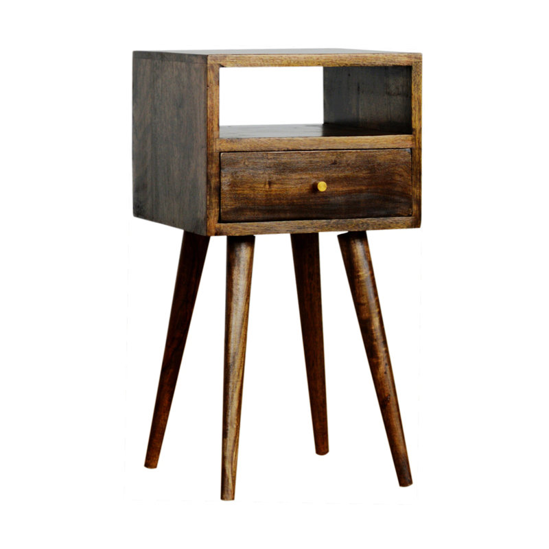 Corniyah 11.81'' W Solid Wood Nightstand, Gray