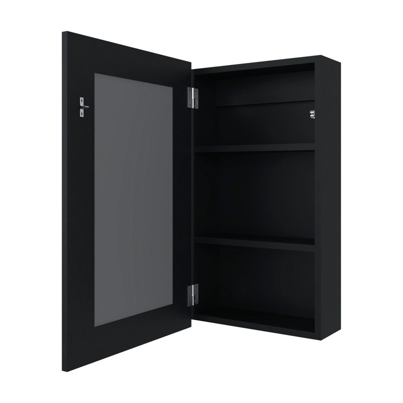 Armoire à pharmacie noire avec miroir inclus, Noir, noir, noir, noir