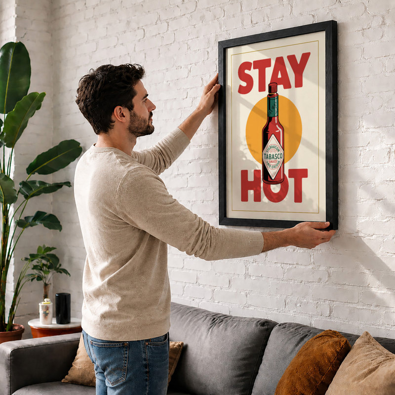 Stay Hot Retro - Framed Print, A4 - 29.7 x 21.0 cm, White