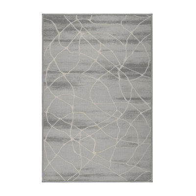 Tapis abstrait gris lavable à la machine