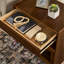 Armoire latérale pour dortoir avec station de charge et 2 tiroirs, couleur noyer, table de chevet moderne et imperméable grain du bois élégant, profondeur 23,51 po-121073915