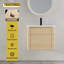 Meuble-lavabo mural avec lavabo en céramique et 1 porte à fermeture en douceur, contreplaqué-353039454
