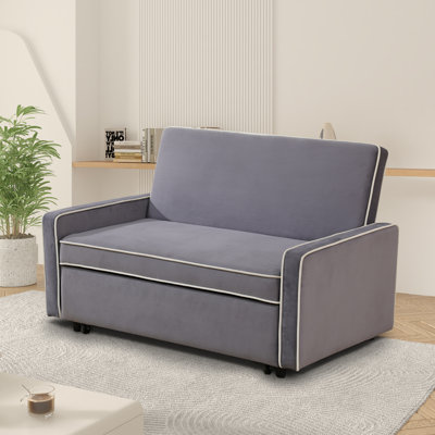 Grey Convertible Sofa Bed, 3-In-1 Sleeper Sofa With Pullout Bed
