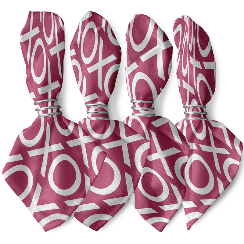Ensemble de serviettes 4 pièces Saint-Valentin, L 18 po x L 18 po, Rose