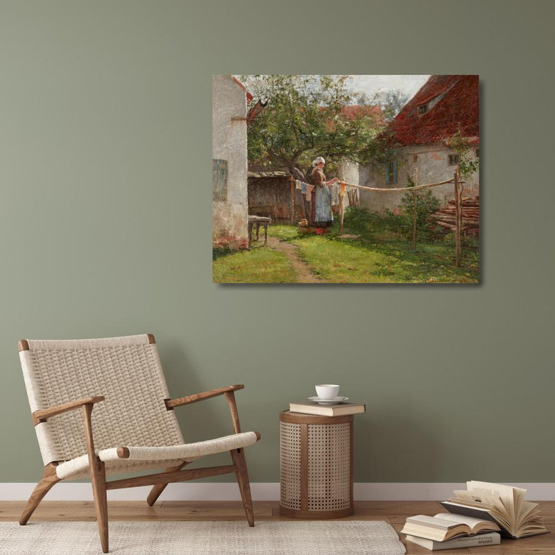 "Wash Day, Bavière" par John Ottis Adams - Art mural sur toile tendue avec châssis, H 40 po x l 28 po
