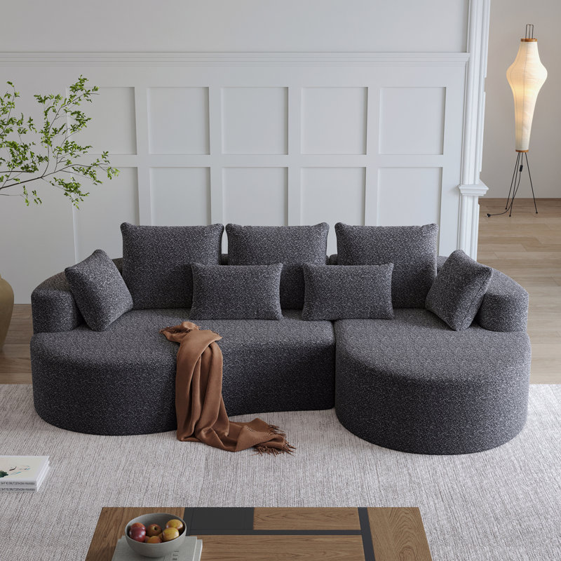 Canapé modulaire surdimensionné rembourré Modern, Gris, Orienté à droite