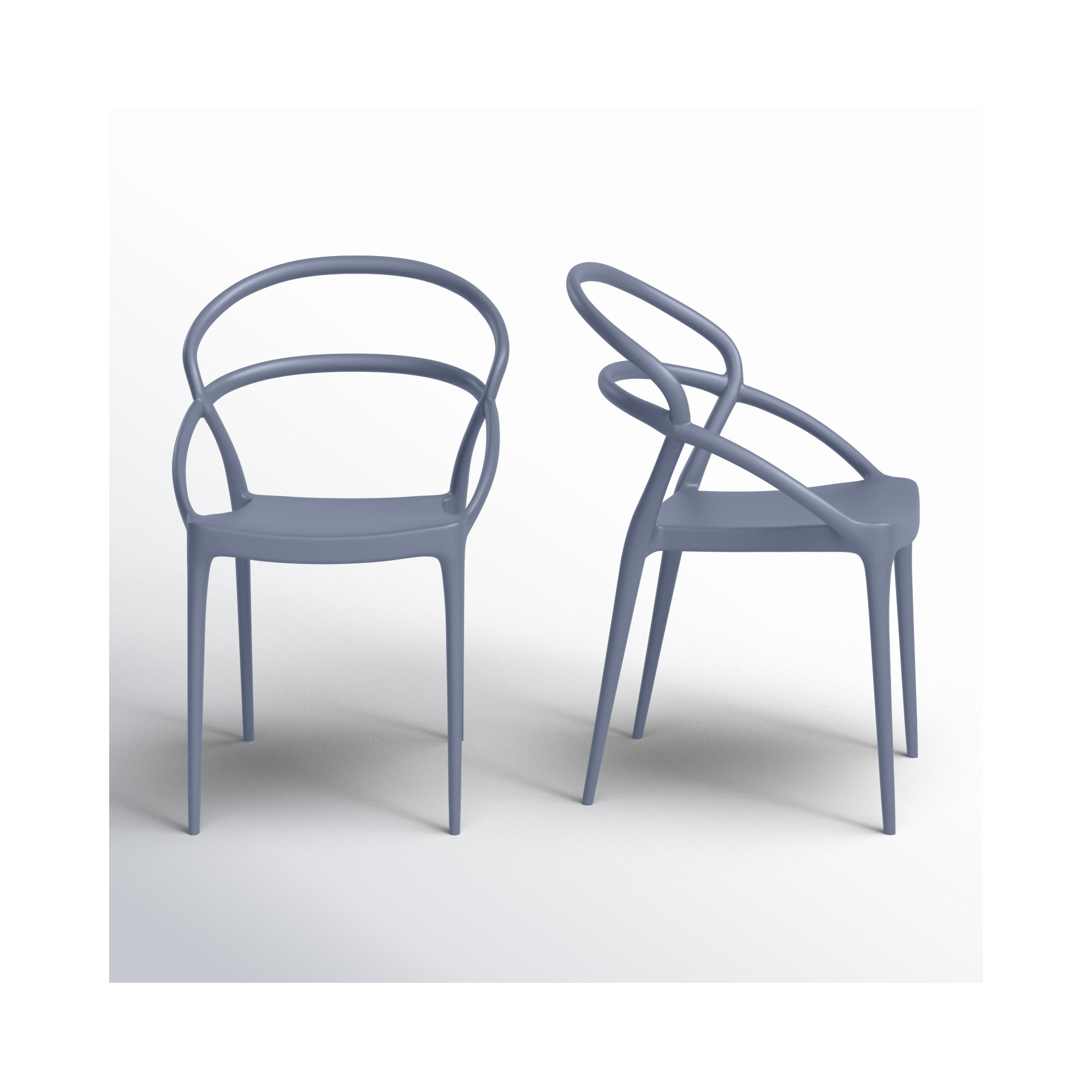 Grover Stacking Patio Dining Armchair, Dark Gray