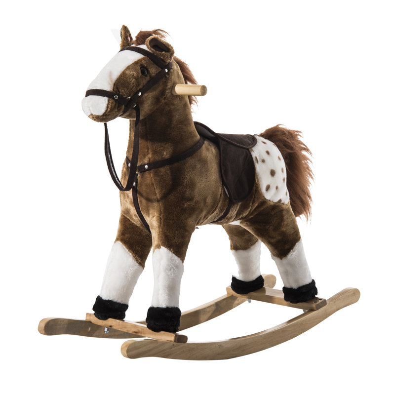 Kids Plush Pony Rocking Horse,wood, Brown