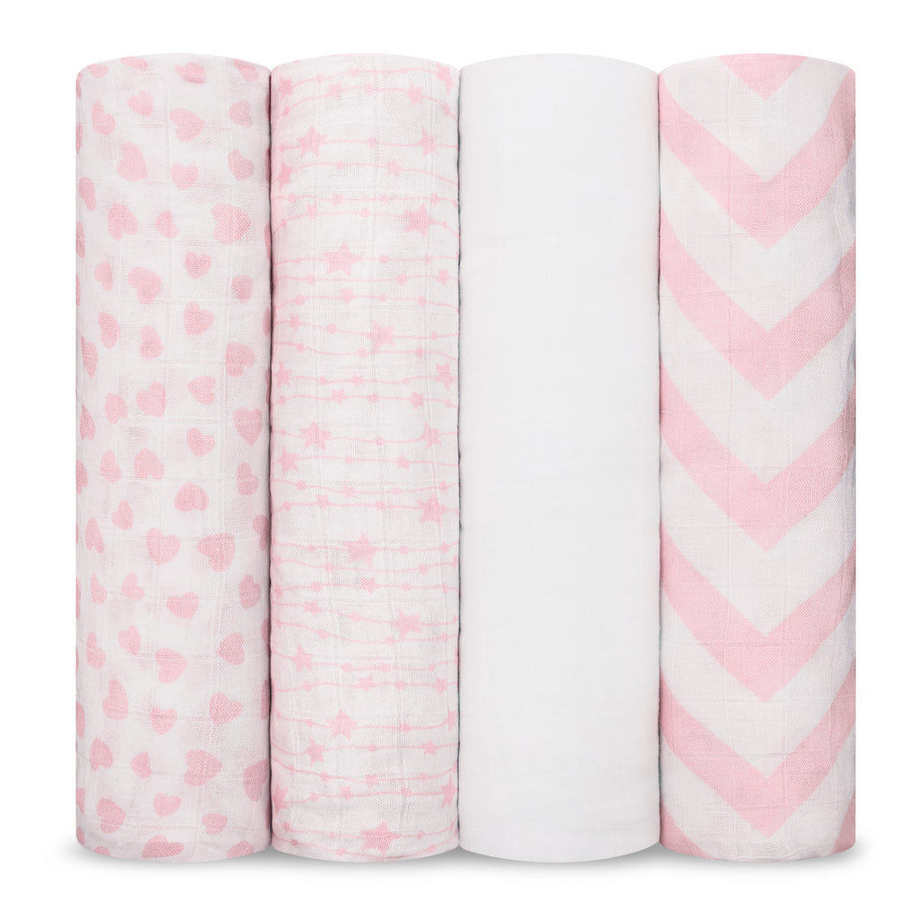 Comfy Cubs Muslin Swaddle Blankets (Pack of 4) - 47” x 47”, Soft Cotton, Large Swaddling Wrap Comfy Cubs 