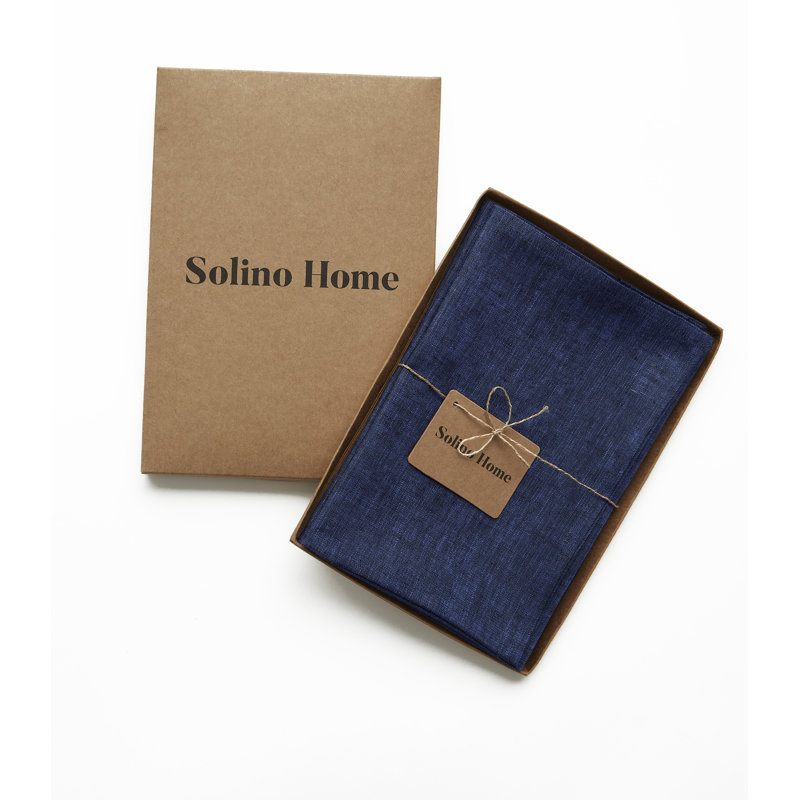 100% Pure Linen Dinner Napkins - Athena, Chambray Navy