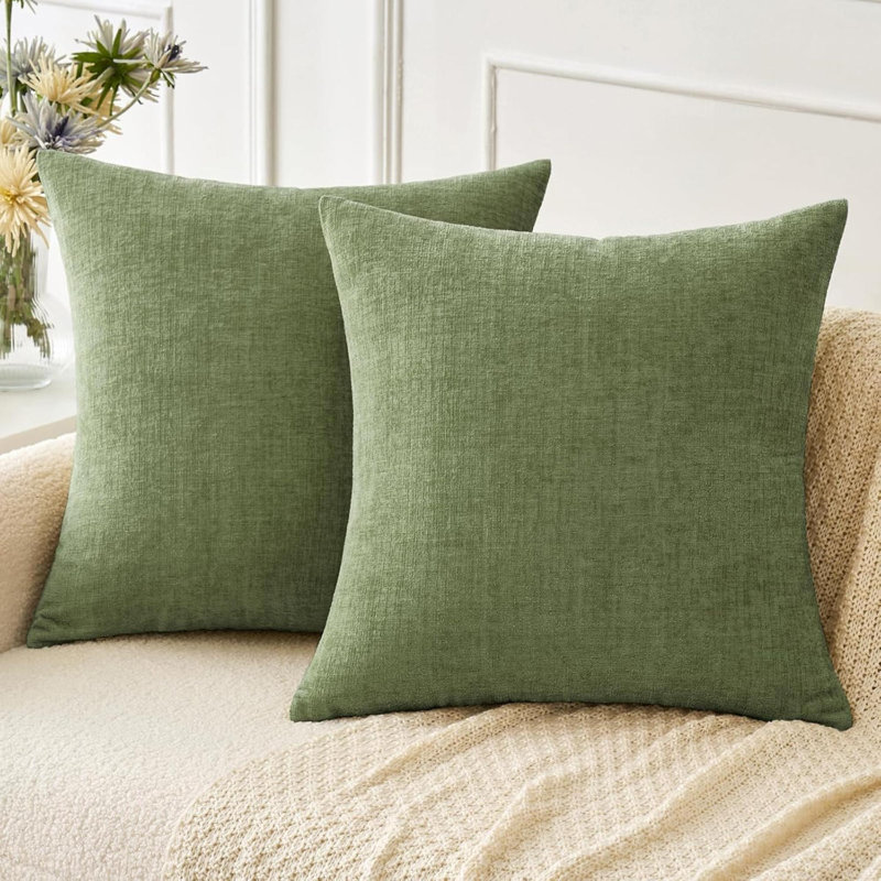 Pack Of 2 Couch Throw Pillow Covers Spring Soft  Chenille Pillow Covers For Sofa Living Room Solid Dyed Pillow Cases