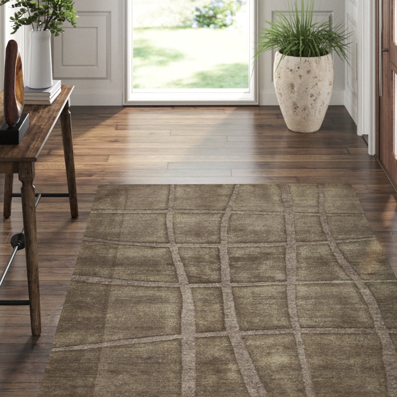Hand-Knotted High-Quality Brown and Dark Gray Area Rug