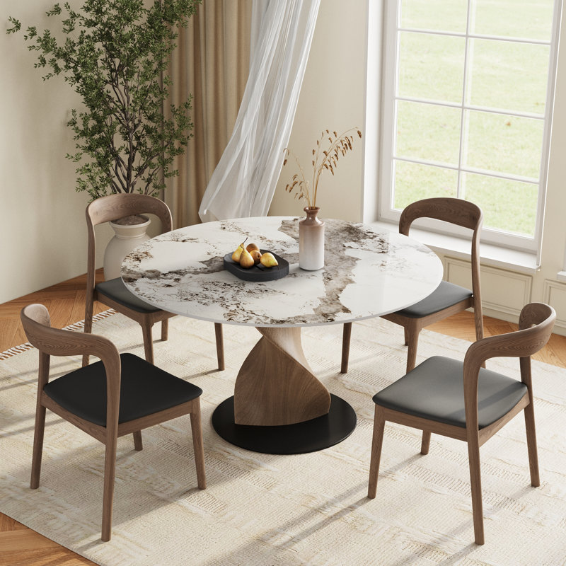 Table bistro Bistro, 29.53" H x 39" W x 39" D, Glossy Sand/Dark Walnut
