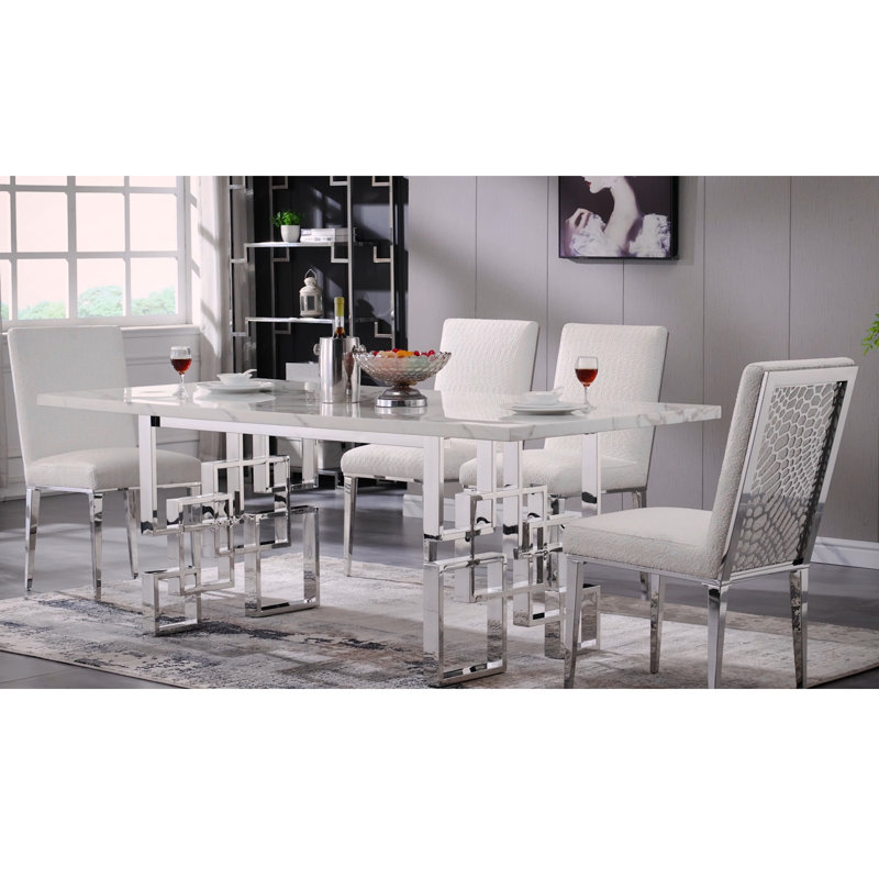 Zaeda White Fabric Upholstered Dining Chairs