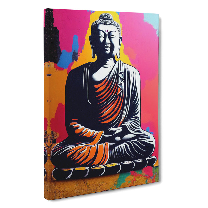 Colourful Buddha No.2 - Print, Wrapped Canvas, 50cm H x 35cm W x 3cm D, No Matte