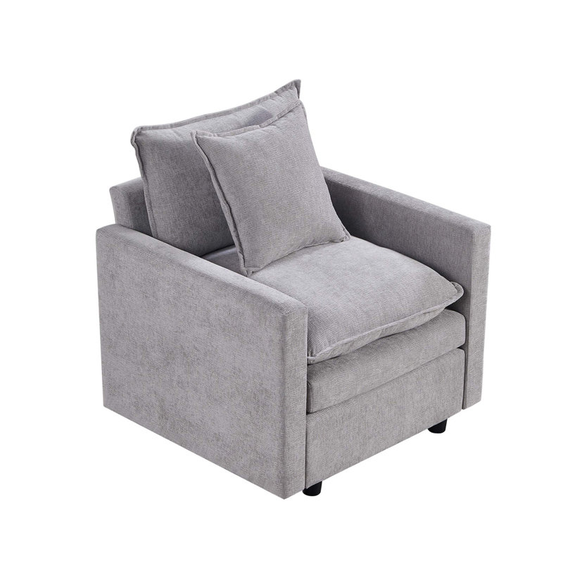 Canapé-lit en tissu d'ameublement Chenille, Gris
