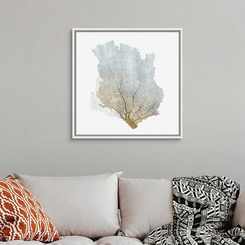 «Delicate Coral I» par Isabelle Z - reproduction d'art sur toile, Toile avec cadre flottant, H 32 po x l 32 po, Blanc