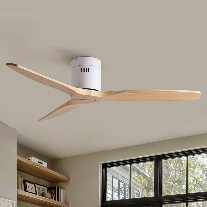 Ventilateur de plafond à profil bas en bois massif 52 po American Natural Mordern, Blanc / Naturel