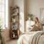 Tablette d'angle avec rangement, armoire de rangement haute et bibliothèque pour le salon, la chambre à coucher ou la cuisine