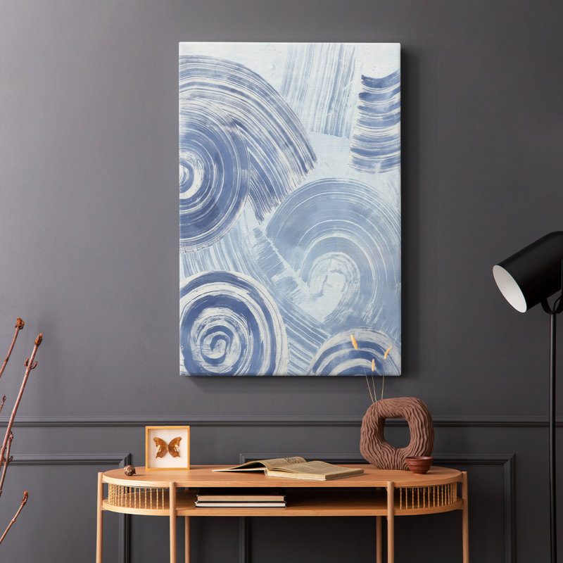 Blue Nautilus Patterns I -Gallery Wrapped Cavas, 18" H x 12" W