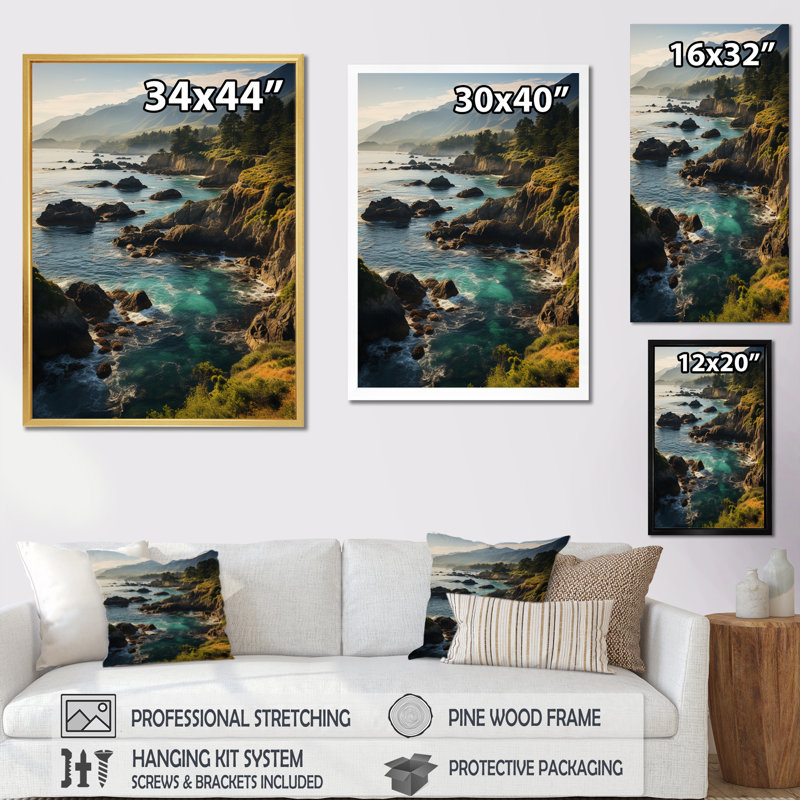 «USA Big Sur California Landscape II», art mural États-Unis, Toile tendue, H 32 po x l 24 po x P 1 po