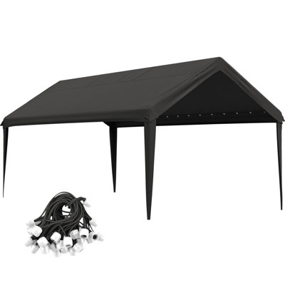 12 X 20 Ft Carport Canopy Cover Replacement With Bungees, 600D Oxford Fabric With PU Coating, Water-Resistant & UV Protection, Tear-Resistant, For Vehicle, Boat & Equipment Protection (Frame Not Included)