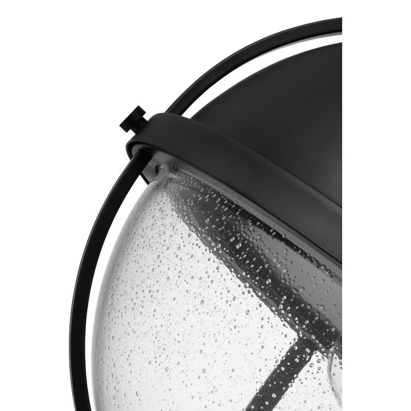 Luminaire suspendu en globe à 1 lumière Politique 1, Noir mat, Martelée transparente