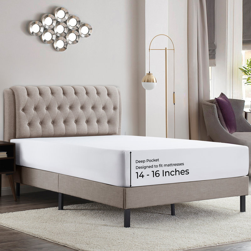 Luxury Double Brushed Microfiber Deep Pocket Fitted Sheet – 16” Mattress Fit, Wrinkle-Free, Fade Resistant & Breathable