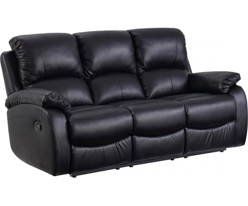 Borghi Leather Recliner 3 Seater Sofa, Black