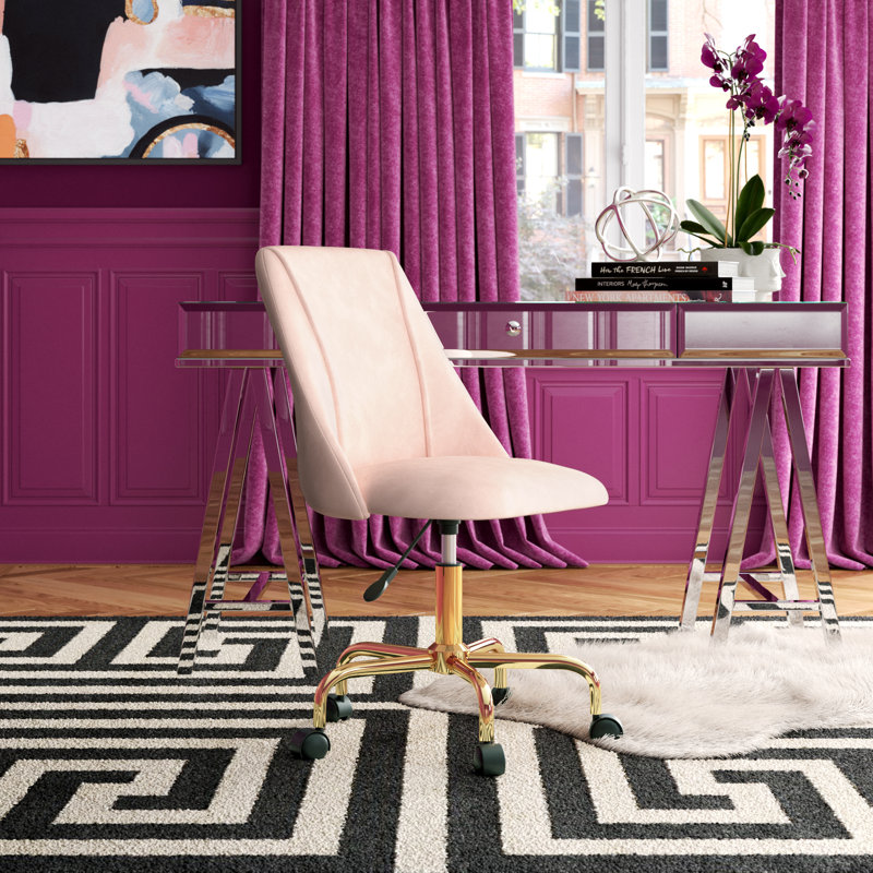 Velvet Office Chair, Pink