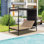 Lit de jour pour l'extérieur avec lit à baldaquin réglable, méridienne double avec dossier réglable à 5 positions et coussins en coton pour patio, cour, balcon, bord de piscine