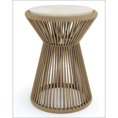 Rope Wrapped Spot Table With Compact Design, Perfect For Small Spaces And Coastal-Boho Decor