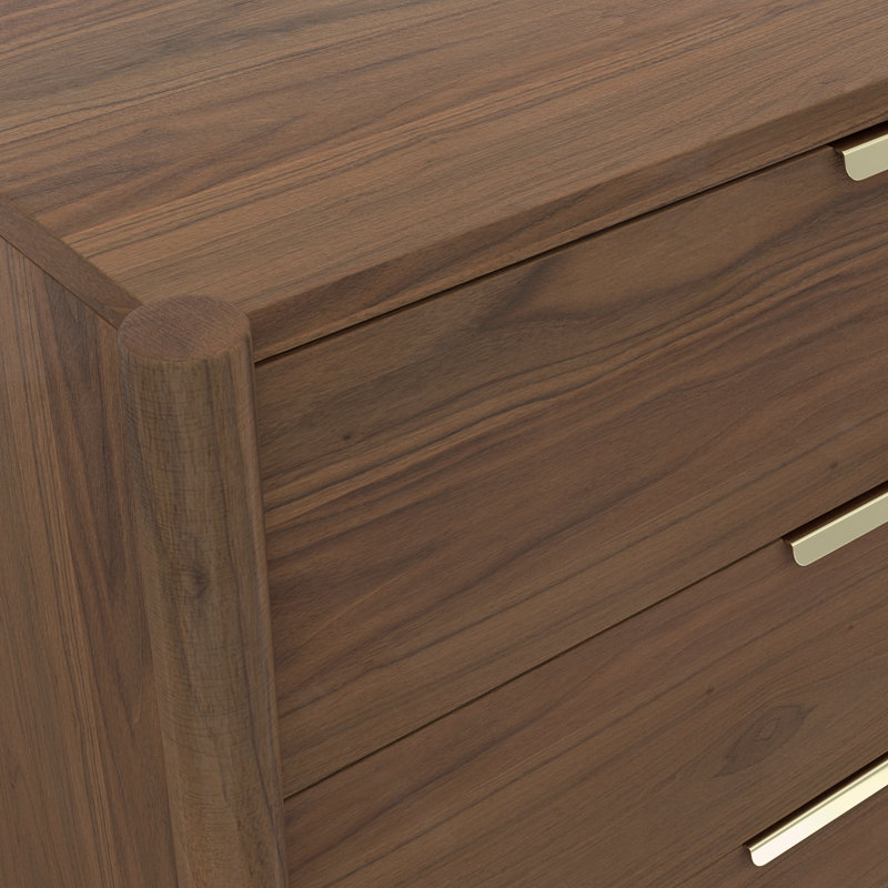 Commode 5 tiroirs Reece, Noyer riche