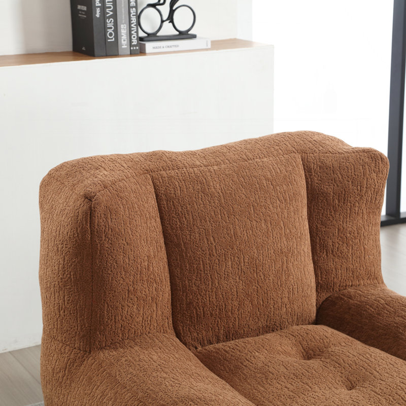 Plush Memory Foam Bean Bag Chair with Ottoman | Ergonomic Lazy Sofa for Adults | Super Soft Modern Design for Living Room/Bedroom/Apartment