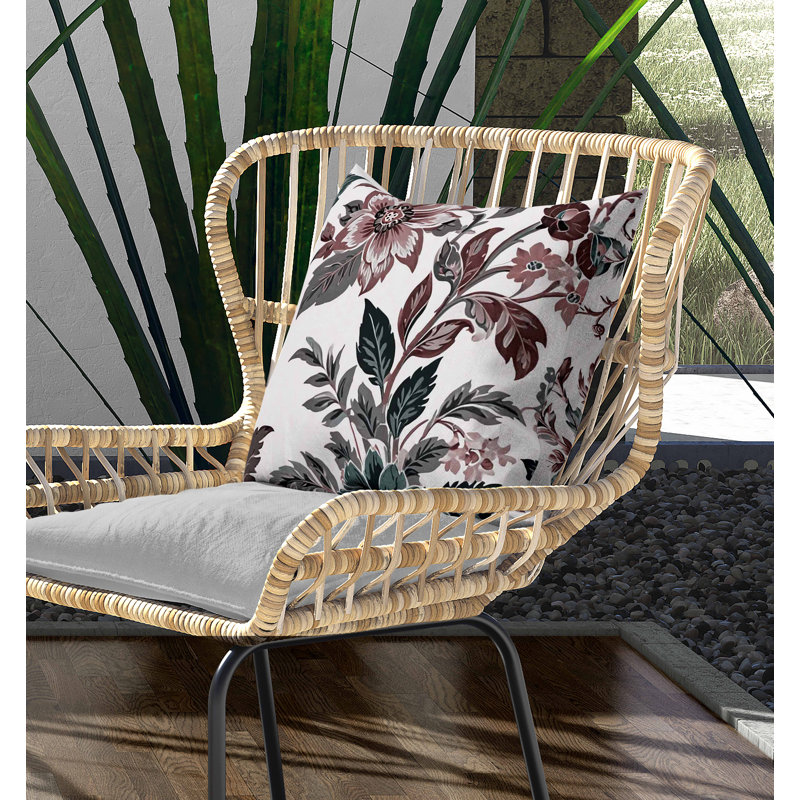 Coussin intérieur / extérieur Cobalt Meadow, Carré 16 po, Vert/rouge