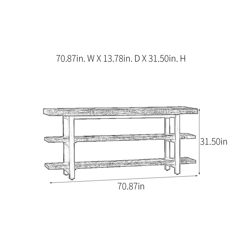 Retro Minimalist Console Table, 31.5" H x 70.87" W x 13.78" D