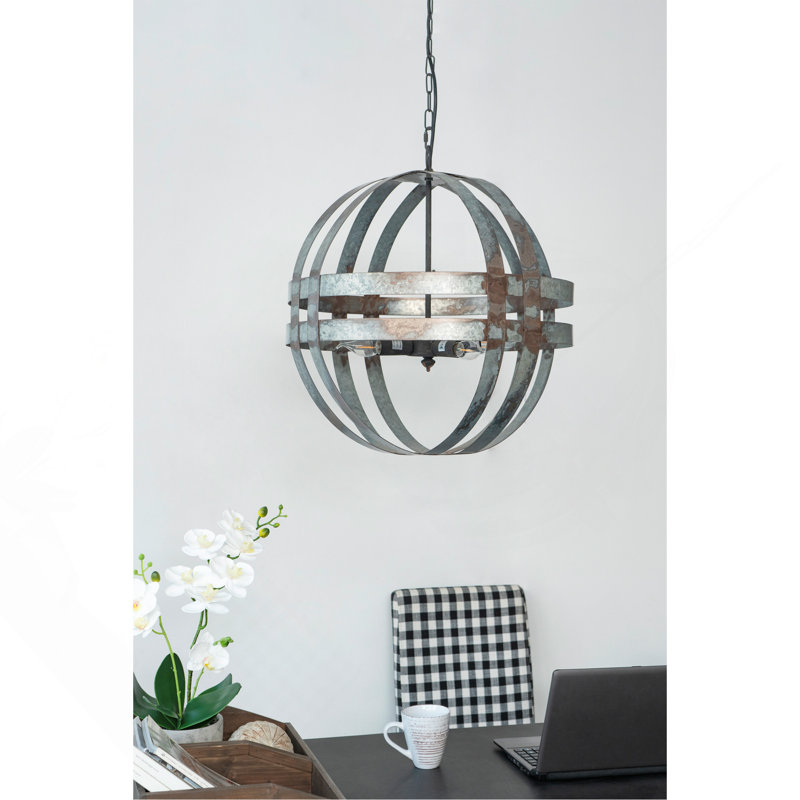 Lustre galvanisé à 4 lumières, luminaire suspendu avec chaîne réglable pour le vestibule de la salle à manger de la cuisine, ampoule non incluse