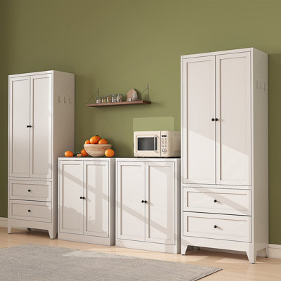 34.6" Metal Pantry Cabinet With Adjustable Shelves - Freestanding Kitchen Storage Organizer With Easy-Grip Handles
