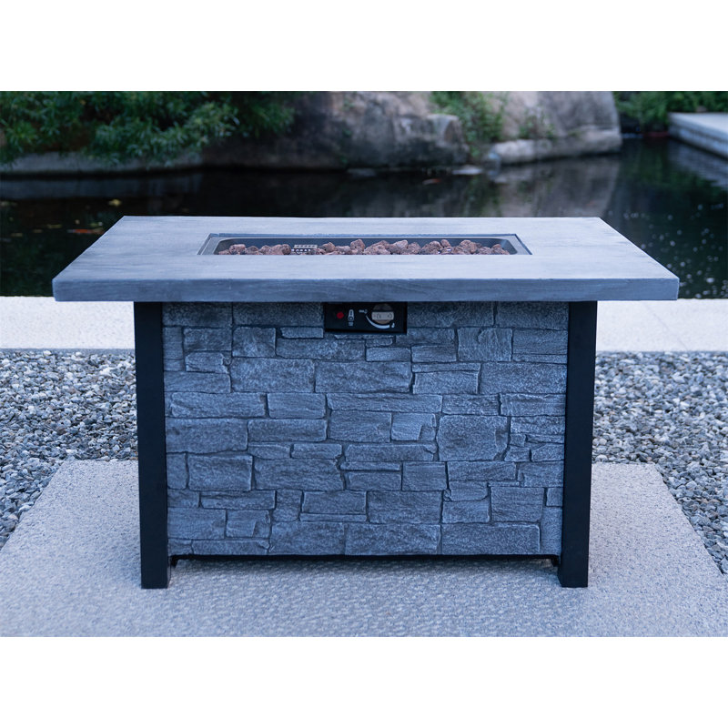 Table de foyer d'extérieur au gaz propane de 44 po x H 25 po - processus de sculpture résistant aux températures élevées de 50 000 BTU pour les matériaux écologiques