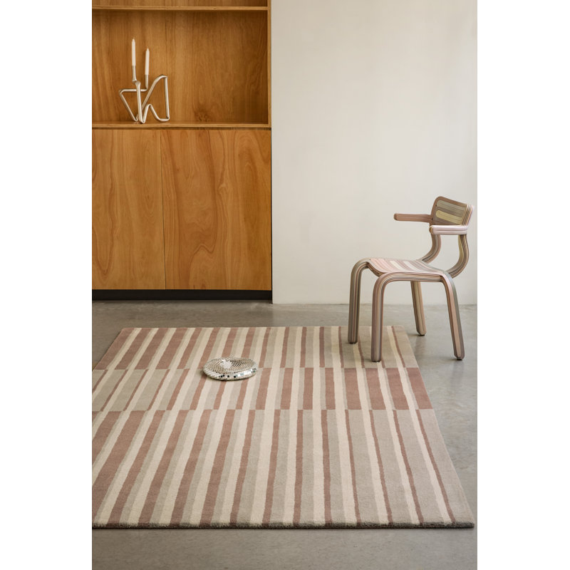 Decor Pilar Handmade Wool Striped Area Rug, Blush, Rectangle 4'7 x 6'7