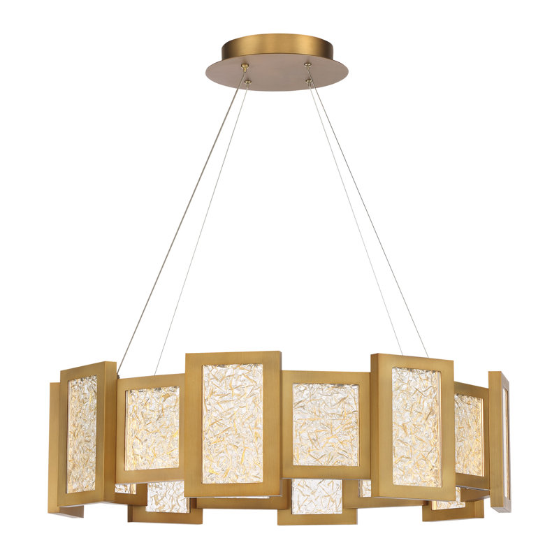 Aged Brass Crystal Fury 16-Light LED Drum Chandelier