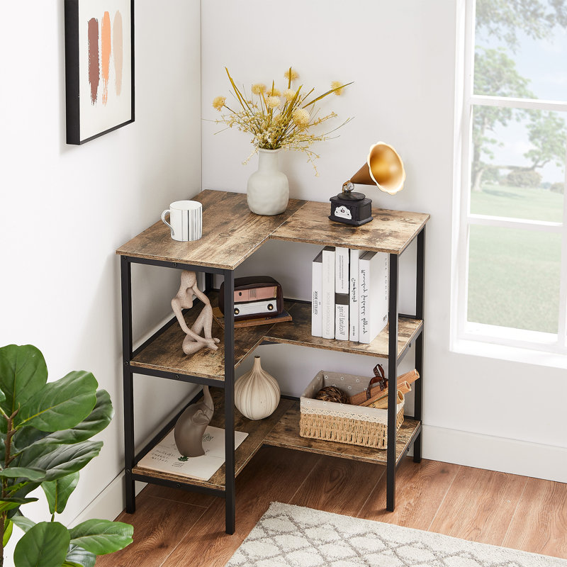 Lekendrick 29.5" H 3-Tier Corner Bookcase , Gray