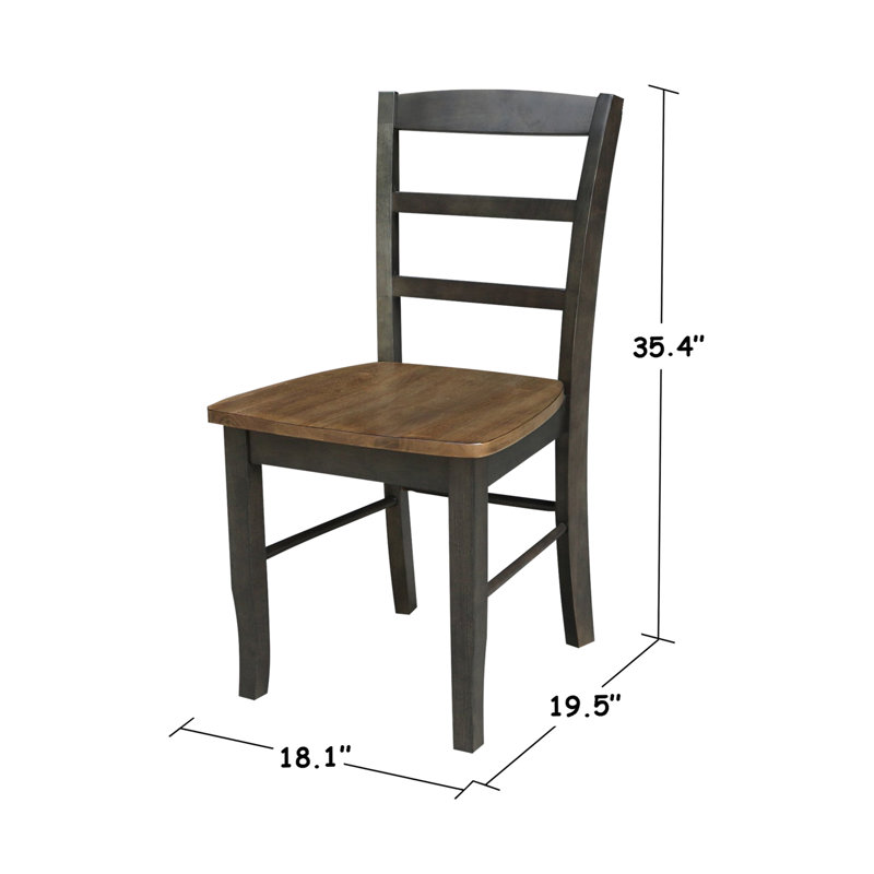 Gadmann Pedestal Extendable Solid Wood Dining Set, Hickory/Washed Coal, 3 Pieces: Table, 2 Chairs