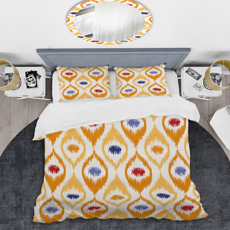 Crème et brun géométrique - ensemble de housse de couette abstrait - microfibre de polyester