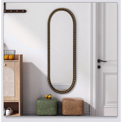 Iron Art Oval Retro Mirror, Antique Effect,Wall Hanging,Suitable For Living Room,Bedroom, Entrance (Gold)