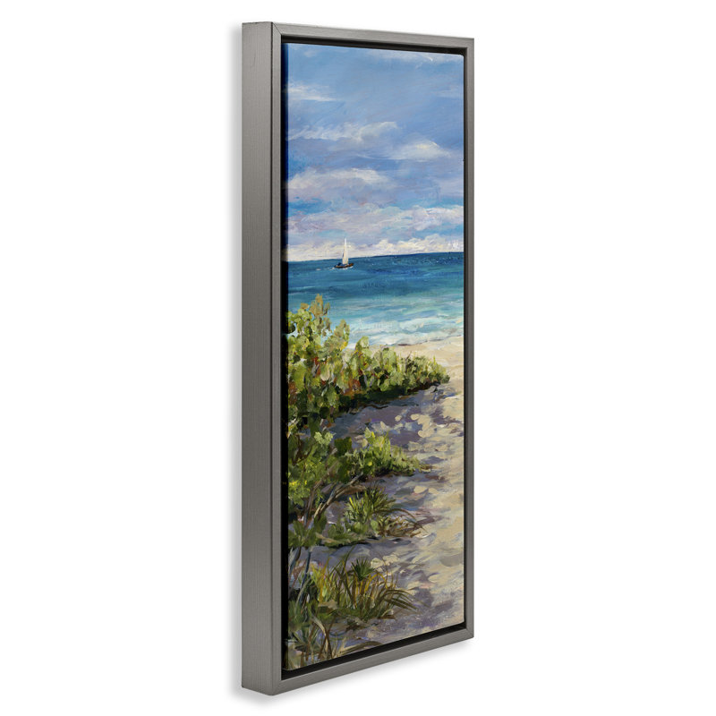 Grassy Beach Shore, Cadre flottant gris lustré, H 31 po x l 15 po
