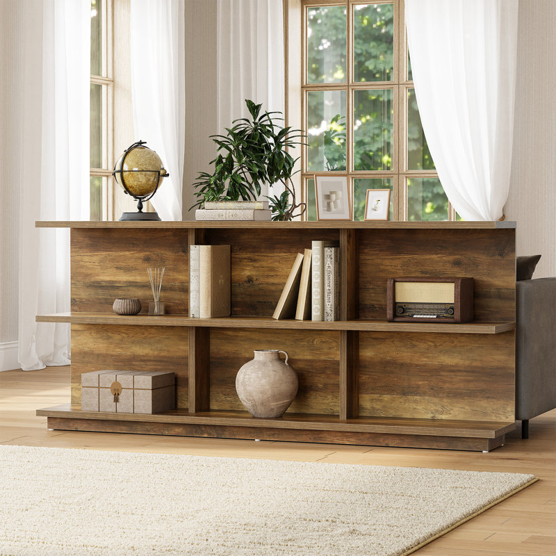 69" Rustic Brown Storage Console Table For Entryway