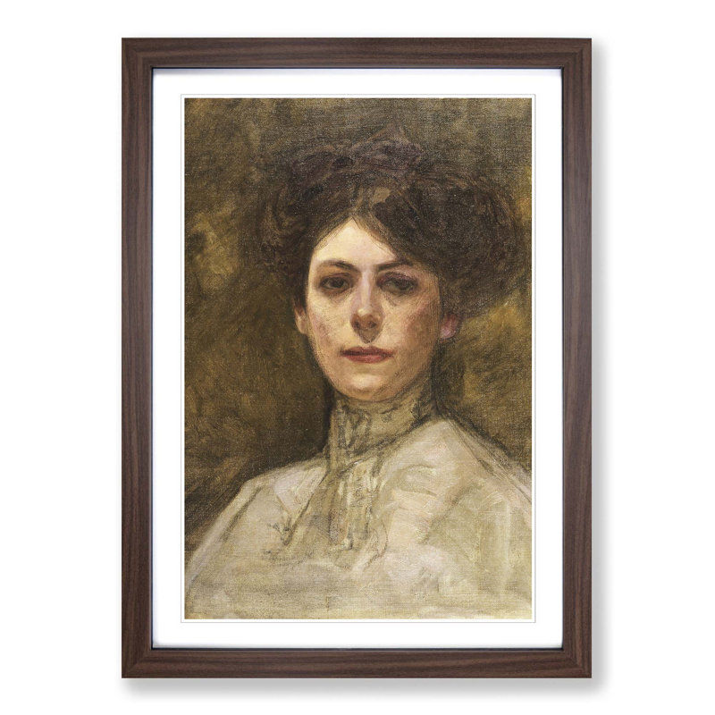 Portrait of an Italian Lady by Fujishima Takeji - Picture Frame Painting Print, 36cm H x 27cm W x 2cm D, Walnut Framed