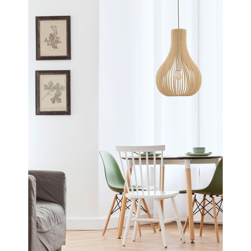 1 - Light Natural Wood Teardrop Pendant