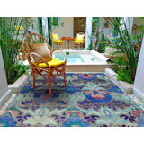 Seville Hand Knotted Area Rug in Blue/Violet/Green/Purple
